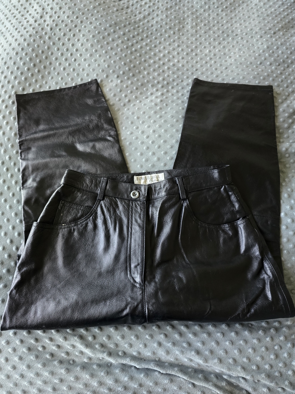VTG Tower Hill Collection Genuine Leather Pants Black Cropped Pants Sz 12